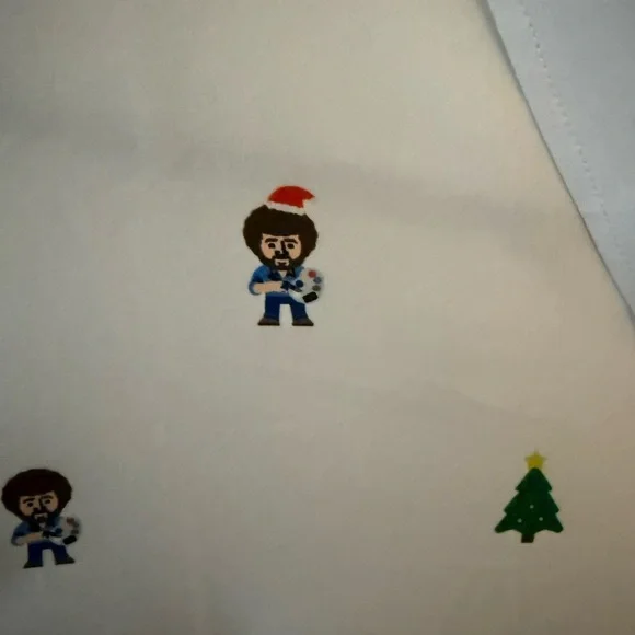 RSVLTS Bob Ross Christmas Shirt - White with Multicolor Accents - Picture 3 of 7